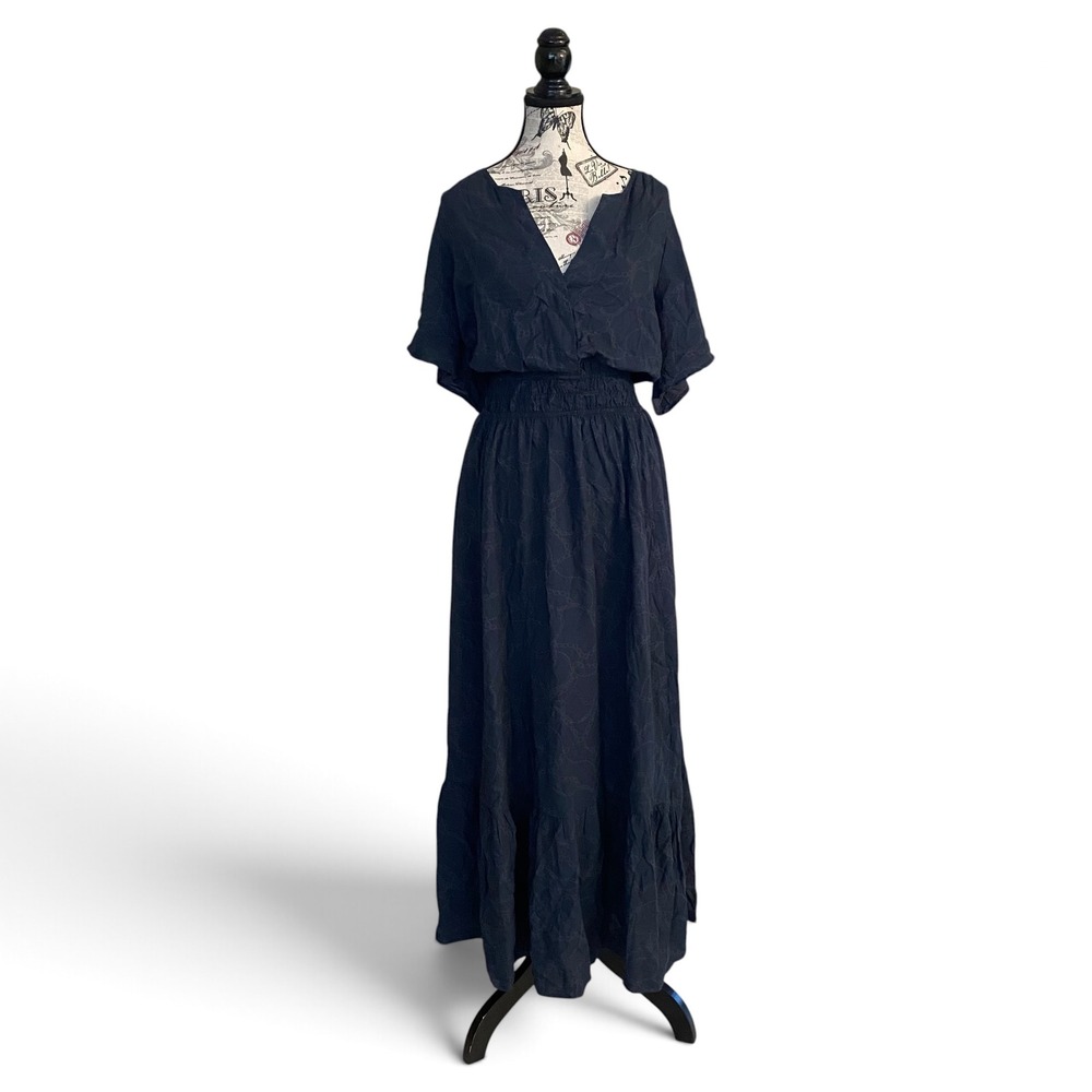 Torrid Maxi Dress Womens 2 Black Chain Print Smocked Waist V-Neck Tiered Boho